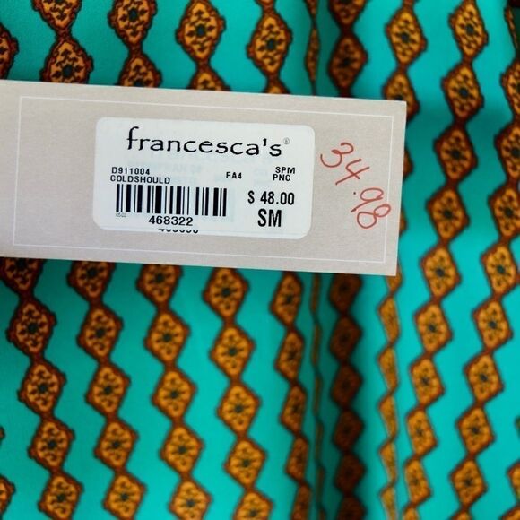 FRANCESCA’S Dress, Blue & Green, Size Small - Picture 5 of 9